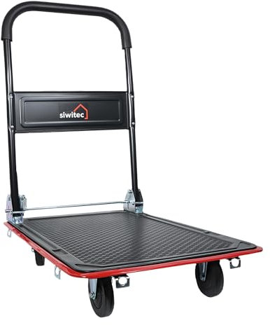 siwitec Plattformwagen, Transportwagen klappbar 300kg, inkl. Spanngurte, Rollwagen, Transportwagen, Handwagen, Handwagen Transportwagen