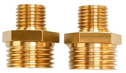 D&DHardware 2 Stück Doppelnippel Messing Außengewinde G 1/2 Zoll x 1/4 Zoll,Reduzierstücke 1/2 Zoll auf 1/4 Zoll,2 Stück Reduziernippel für Wasserrohr