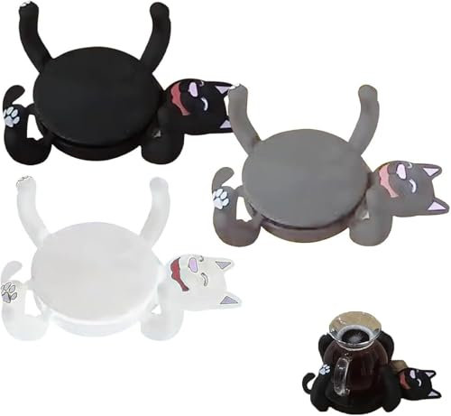 3D Print Cat Coasters, Novel and Cute Cat Mug Holder, Funny Creative Coasters in the Shape of Cats, Home Decor Tabletop Protection for Coffee & Tea, Gifts for Pet Lovers (Mixed-3Pcs)