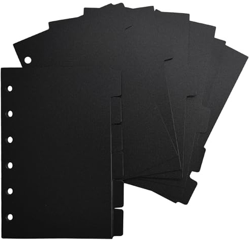 DY.2ten Ordner Register A7,Trennstreifen für Ordner mit 6 Loch,12 teilig,1/6-Ausschnitt-Tabs, Plastik Index ​Teiler für für Ringbuch,Personal Organizer, Ringbucheinlagen (2 Sets, Schwarz)