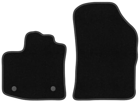 Velours-Fußmatten vorne passend für Dacia Dokker 2013-, Schwarz, BASIC | passend für Minivan; dünner Velours-Teppich (Polypropylen), ca. 4 mm; rutschfest, runde Befestigungen (Typ RN)