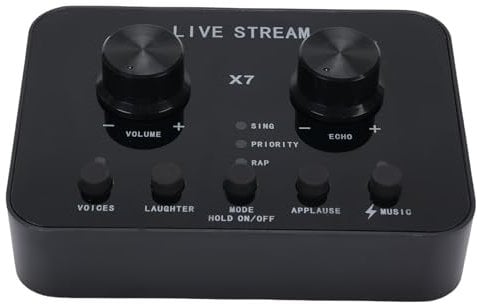 Live Sound Card, External Live Sound Card Voice Changer with Multiple Effects for Laptop Recording Voice Chatting Streaming