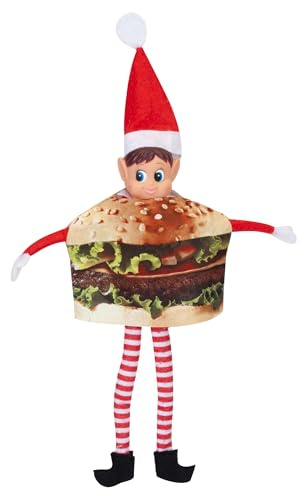 Elves Behavin' Badly Elf Hamburger Outfit – Funny Elf Clothes Costume for Christmas Elf Doll – Novelty Fast Food Fancy Dress Accessory
