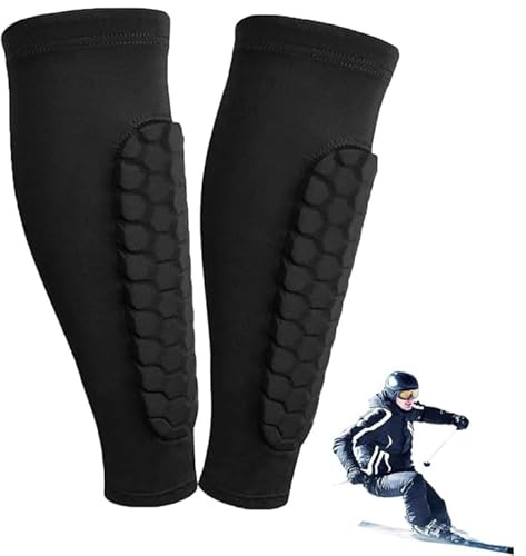 Schienbeinschoner Skifahren, 1 Paar Skiguard Socks, Ski Schienbeinschoner Ski, Atmungsaktiv, Anti-Rutsch-Silikonstreifen & 360° Stabilität, für Heranwachsende & Erwachsene(XL)