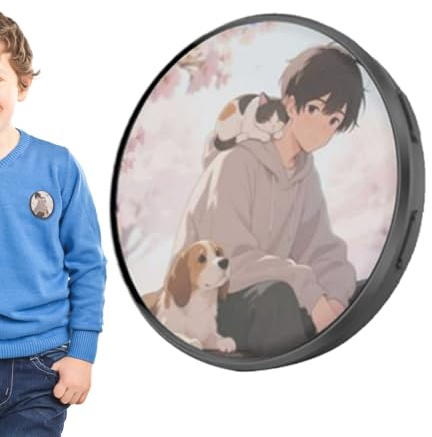 Fuuxtci Pin Digital Electrónico - Pantalla Táctil IPS Vestible,Pin con Pantalla para Fotos Digitales,para Fans del Anime, Coleccionistas, Adolescentes, Adultos, Viajes Diarios, Vacaciones y