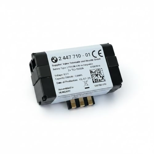 BMW Batteria di ricambio originale agli ioni di litio ricaricabile, 8,0 V, 330 mAh, per apparecchiature ATM, codice articolo 84102447710