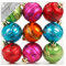 9 STK. PVC Christbaumkugeln 6cm Mille-Fiori (bunt) // Ornament Dekor Kunststoff bruchfest Dekokugeln Weihnachtskugeln Baumkugeln Baumschmuck Set Christbaumschmuck Weihnachtsschmuck 60mm