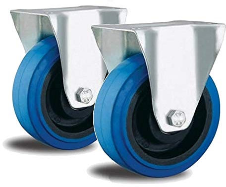 2 Bockrollen 80mm für empfindliche Güter Reifen aus Blue Wheel, Felge aus Nylon