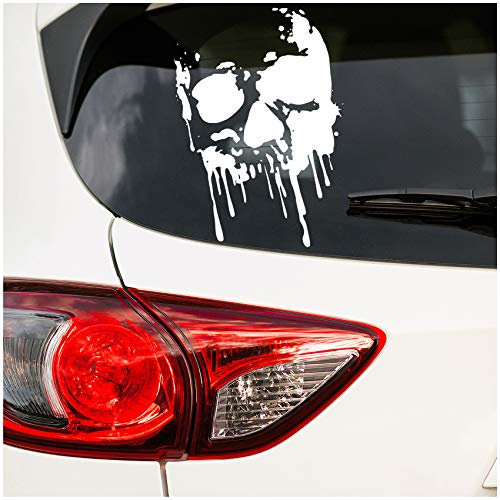 Finest Folia Totenkopf Aufkleber Sticker Auto Boot Motorrad Caravan Dekor K071 (Weiß Glanz, 30cm x 20cm)
