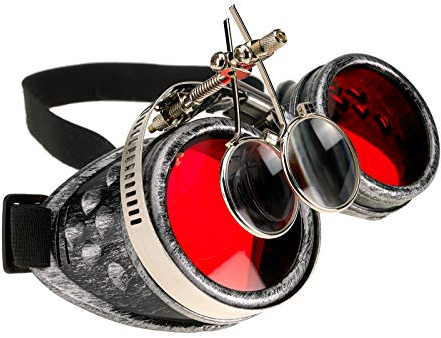 4sold Loupes Steampunk Antique Copper Cyber Goggles Rave Goth Vintage Victorian Sonnenbrillen Inklusive GRATIS UV400 Sonnenbrille Objektiv und zusätzliche Aufkleber alle Bilder sehen