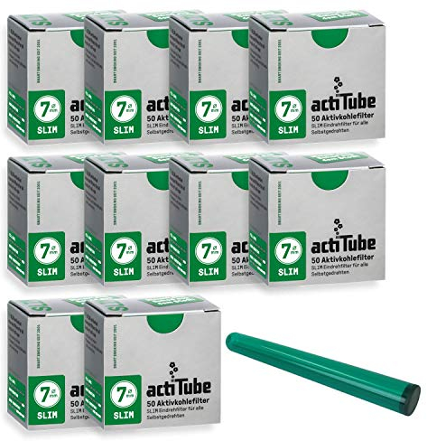 actiTube Slim-7mm-Aktivkohlefilter 10 x 50er Schachtel Filter 10x50 (500)