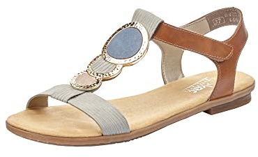 Rieker Damen 64278 Sandalen, Grau Cement Amaretto Rose Jeans 42, 43 EU