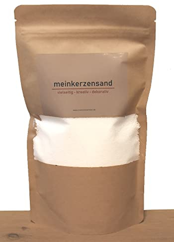 KERZENSAND Wachsgranulat 400g inkl. 3 Docht - Palmwachs Kerzengranulat - universal einsetzbar - kreativ - vielseitig - dekorativ - Farbe: Weiß