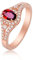 Daesar 18 Karat Gold Ring Damen Diamond mit Oval Rubin 0.61ct Hochzeitsring Rosegold Ring Große 60 (19.1)