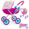 Milly Mally Puppenwagen Dori klappbar, für Mädchen ab 3 Jahren, mit Verdeck, Schaumrädern, Gurten Candy