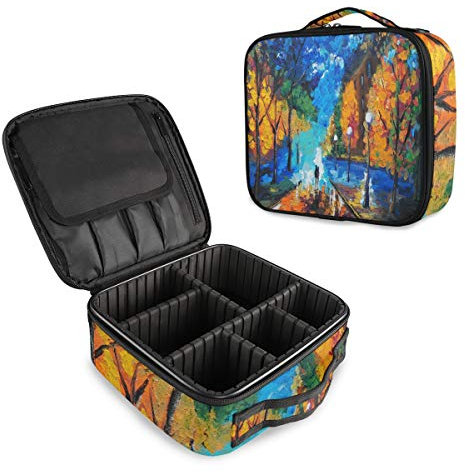 Mnsruu - Estuche organizador de maquillaje portátil con separadores ajustables para pintura al óleo y paisaje urbano