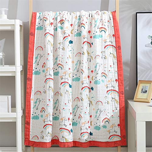 Chickw1 Baby Musselin Babydecke Kuscheldecke, Superweich Baumwolle Kinderdecke Krabbeldecke Perfekt für Kinder et Baby Kinderwagen, Kleinkindbett und Babyschale (110 * 110cm,Rot)
