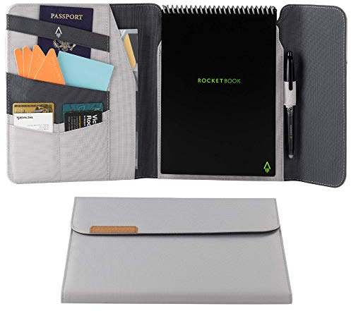 Rocketbook Flip Capsule Folio Cover – 100% recycelbare Hülle mit Stifthalter, Magnetverschluss und Innenaufbewahrung – Grau,Executive Größe
