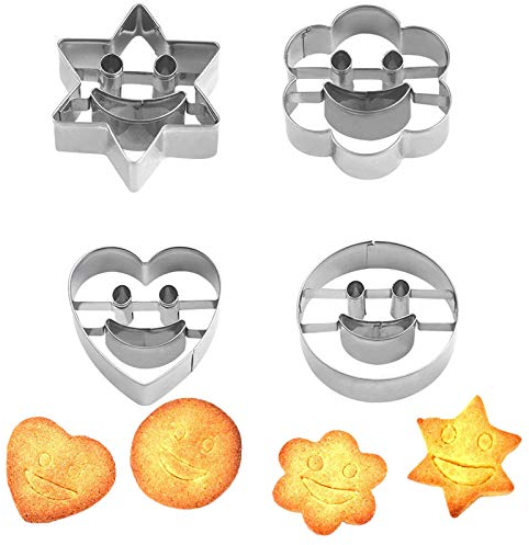 Ausstecher Set Plätzchen Ausstecher Aus Edelstahl Kekse Plätzchen Ausstecher Backzubehör Ausstechformen Smiley Keks-Formen Für Von Fudge, Sandwiches, Käse Oder Handgefertigtem Ton(4 Stücke)