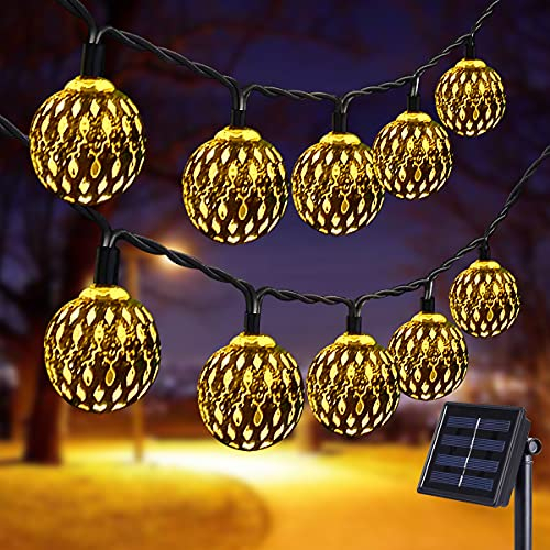 Lichterketten Solar Außen,Solar Lampe,LED Solarbetriebenes Lichterketten 7M 50 Lichterkette Outdoor Solar 8 Modi Solarlichterkette für Garten Bäume Terrasse Weihnachten Hochzeiten Partys