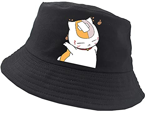 WANHONGYUE Natsume's Book of Friends Anime Fischerhut Anglerhut Unisex UV Schutz Sonnenhut Sommer Faltbar Bucket Hut Strand Mütze Schwarz/1