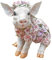 Fachhandel Plus Dekofigur Schweinchen sitzend mit Blumen lustige Gartendeko Tierfigur Ferkel Indoor Outdoor