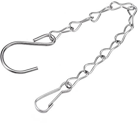sourcing map Hanging Chains 24cm Extension Link with S Shaped Hooks for Plant Basket Lantern Ornament, 304 Stainless Steel Pack of 2