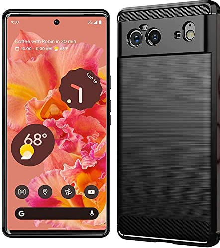 Folmecket Schutzhülle für Google Pixel 6, Karbonfaser, Kratzfest, stoßdämpfend, weiches TPU-Gummi, Schutzhülle für Google Pixel 6 Hülle 6,4 Zoll (Pixel 6 Schwarz)