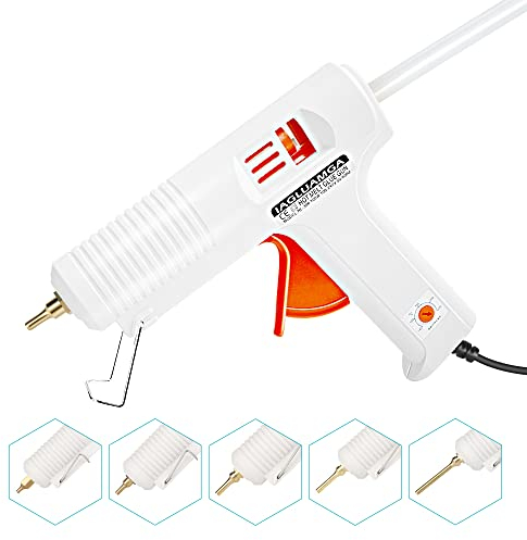 IAGLUAMGA Pistolet à colle avec bâtons de colle,100 W,Avec 5 buses en cuivre,Outil de réparation d'artisanat réglable,Pistolet à colle pour bricolage, art et projets de bricolage,Réparation rapide
