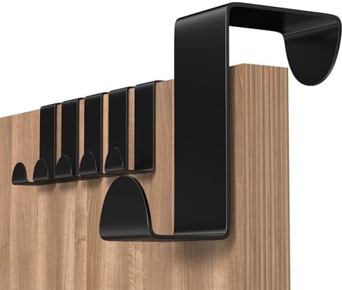 Shexkent Door Hooks, 6 Pack Over Door Hanger Stainless Steel - Coat Hooks - Over Door Hook Ideal for Bedroom, Bathroom, Kitchen, Wardrobe, Black
