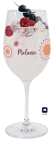 Herz & Heim® schönes Geschenk für die Frau Weinglas mit Personalisierung zu Weihnachten oder zum Geburtstag Blumen-Punkte-Ornamentik