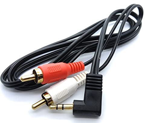 DRUT 1m 3.5mm to RCA Jack Right Angled AUX Stereo Audio Cable Gold Plated Connectors 3.3ft