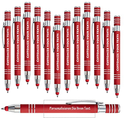 12 Personalisierte Kugelschreiber mit Namen, Logo oder Jubiläum, Geburtstag, Abschlussfeier, Individuelle Business-Kugelschreiber, Geschenkstifte mit Text für Firmen/Schulen/Vereine/Team