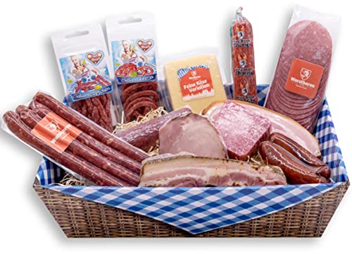 WURSTBARON® Geschenkbox Bayern Maxi, Geschenkpaket mit Salami, Schinken und Speck, Wurstpaket mit ca. 1,9 kg