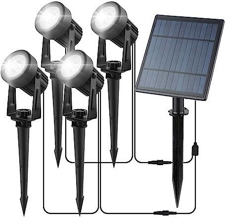 CORESLUX Solar Garden Spotlights, 4-in-1 Landscape Spotlight, 6000K Cold White Waterproof Outdoor Uplighters for Garden, Driveway, Pathway, Pool Area, Halloween Christmas Decorations