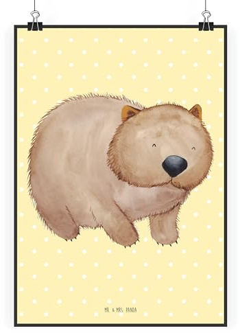 Mr. & Mrs. Panda DIN A2 Poster Wombat - Geschenk, Das Leben ist schön, Wanddeko Bild, Tiermotive, Tiere, Gute Laune, Spruch, Handgemaltes Poster,