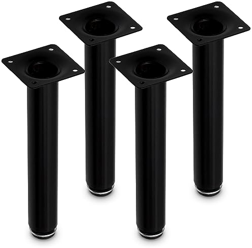 Mavö 4 Stück Tischbeine verstellbar 20cm (+10mm) Stahl Möbelfüße Sofabeine Schrankbeine 200mm schwarz AZO