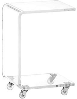 NOGRAX Side Table Acryl Beistelltisch, C Typ End Laptop-Tisch, Fahrbar Mit Rollen Side Table