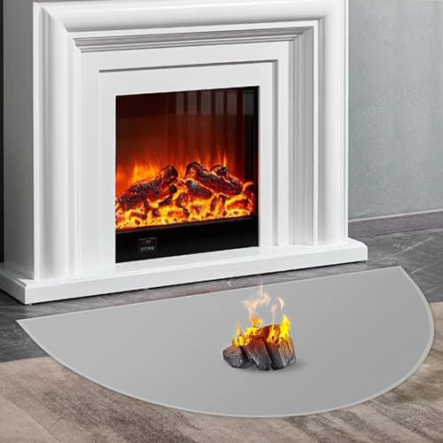 Tapis de foyer résistant au feu, 121,9 x 71,1 cm, tapis de cheminée ignifuge pour poêle à bois, cheminée, intérieur et extérieur, protège les sols et les tapis contre les étincelles, gris, 1 mm