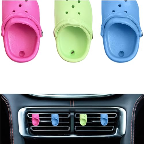 3 PCs Cute Air Freshener Shoe Clips - Car Decoration Diffusers for Offices & Cars (Rose Red + Green + Blue)