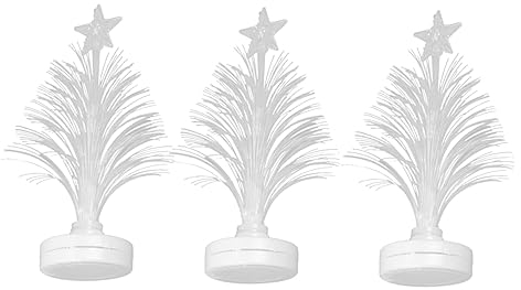 DOITOOL Künstlich 3st Led-weihnachtsbaumlicht Glasfaser-weihnachtsschmuck Tischdekoration Weihnachtsbäume Desktop-weihnachtsbaum Beleuchteter Weihnachtsbaum Nachtlicht Scheinen Weiß