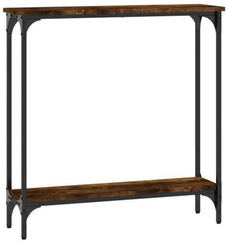 vidaXL Konsolentisch, Beistelltisch mit viel Stauraum, Wohnzimmertisch Tisch mit verstellbaren Beinen, Ablagetisch Flurtisch, Räuchereiche Holzwerkstoff