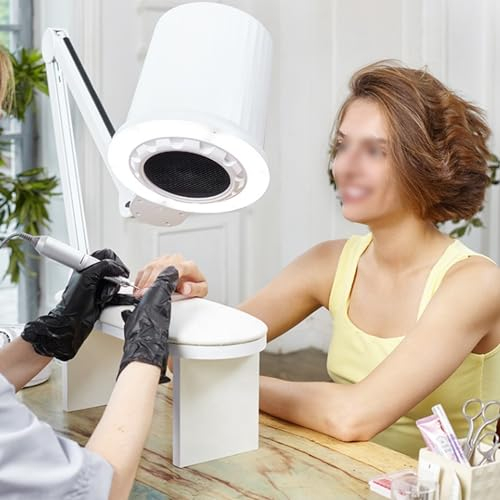 Collecteur de poussière d'ongles avec lampe, machine électrique d'aspiration de poussière d'ongles de type aspiration supérieure, faible bruit, idéal pour le polissage des ongles en gel acrylique