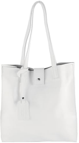 modamoda de - T247 - Ital. Leder Shopper mit herausnehmbarer Innentasche, Farbe:Weiß