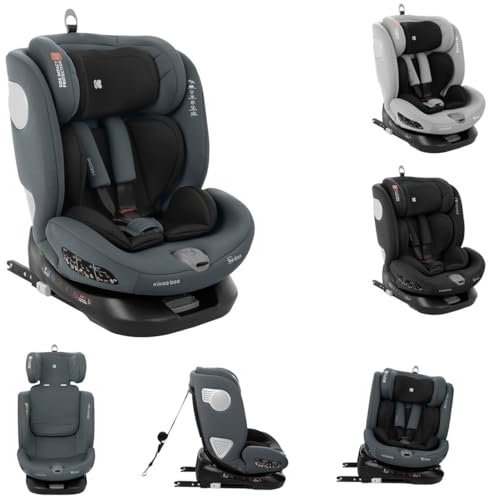 Kikkaboo Kindersitz i-Moove i-Size (40-150cm) Isofix 360-Grad-Drehung Kopfstütze grau