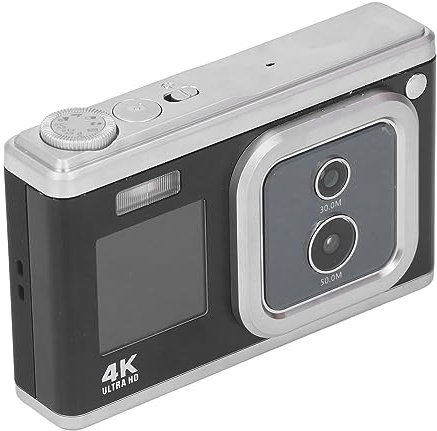Fotocamera Digitale, Zoom 16X 2 Schermo IPS 50MP e Fotocamera Digitale Compatta da 30MP con Messa a Fuoco Automatica per la Casa (BLACK)