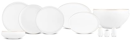 Karaca Streamline New Sunset Gold New Generation Bone Service de table 59 pièces en porcelaine crème avec décorations dorées Pièces de rechange disponibles Lavage à la main recommandé