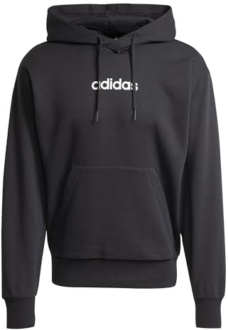 adidas Herren Essentials Linear Fleece Hoodie Sweatshirt, Black/White, S