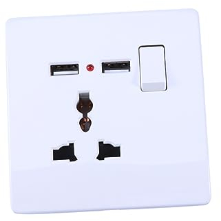 Housoutil 2a Enchufe De Pared Con Doble Puerto Usb Adaptador De Corriente Interruptor off y Para Carga Simultánea De Dispositivos