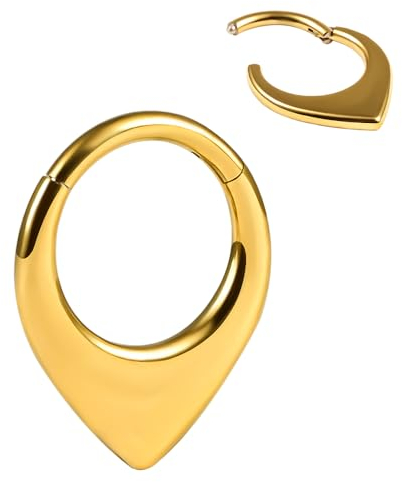 Vankula Septum Piercing Ring Hinged Segment Clicker 8mm 16g Chirurgenstahl Helix Daith Tragus Conch Piercing Schmuck für Frauen und Männer Gold